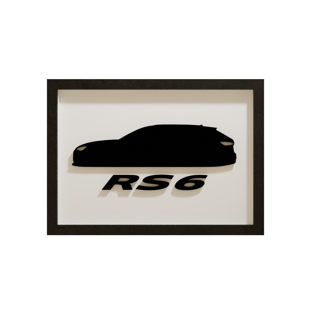 Audi RS6 als minimalistische Acrylglas-Autosilhouette