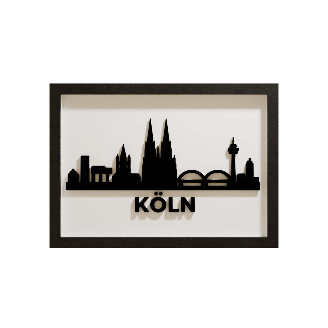 Köln als minimalistische Acrylglas-Skyline