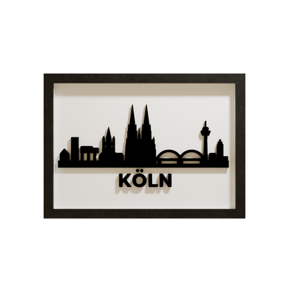 Köln als minimalistische Acrylglas-Skyline