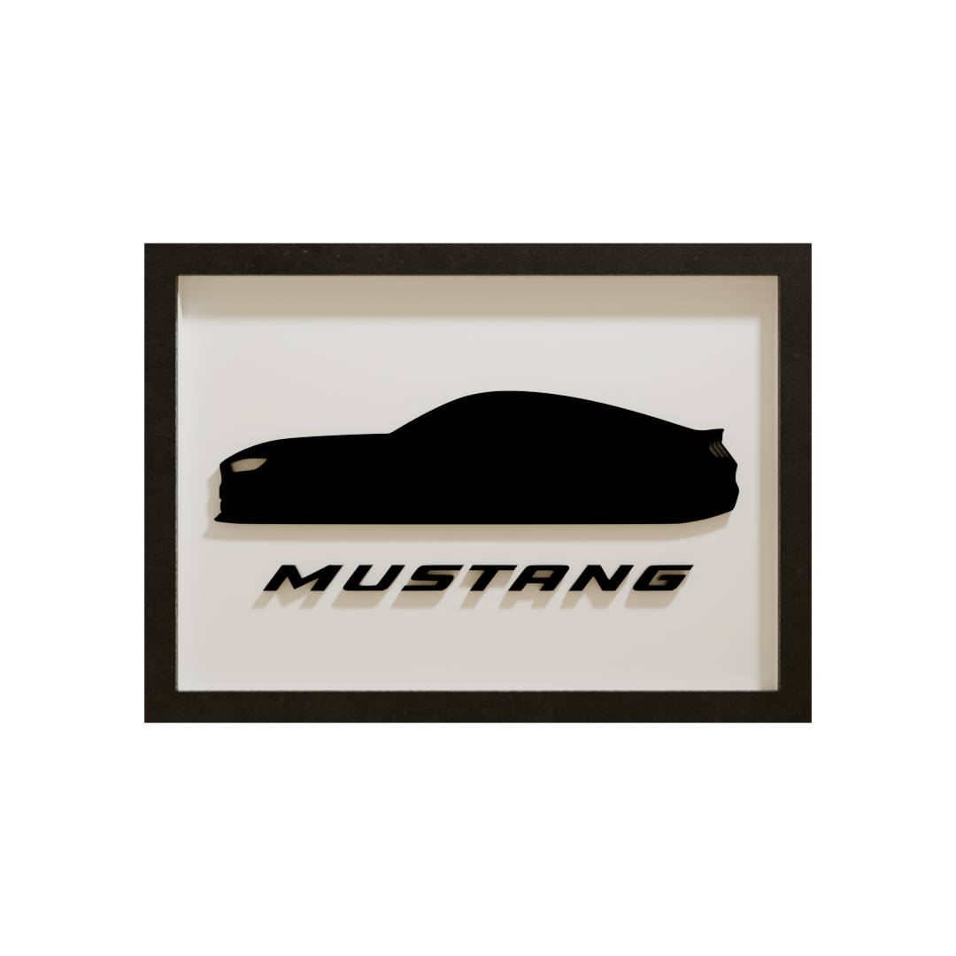 Ford Mustang als minimalistische Acrylglas-Autosilhouette