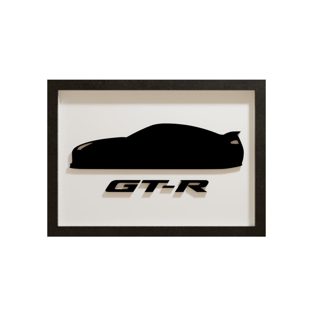 Nissan GT-R als minimalistische Acrylglas-Autosilhouette