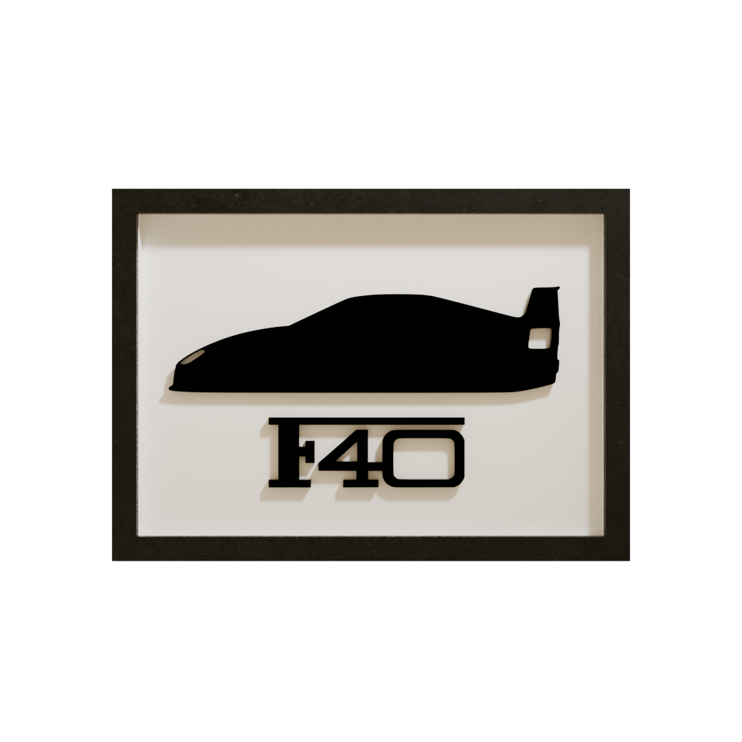 Ferrari F40 als minimalistische Acrylglas-Autosilhouette