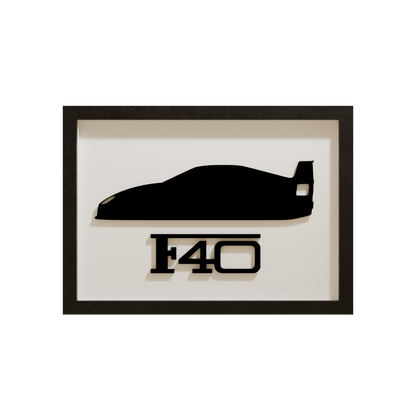 Ferrari F40 als minimalistische Acrylglas-Autosilhouette